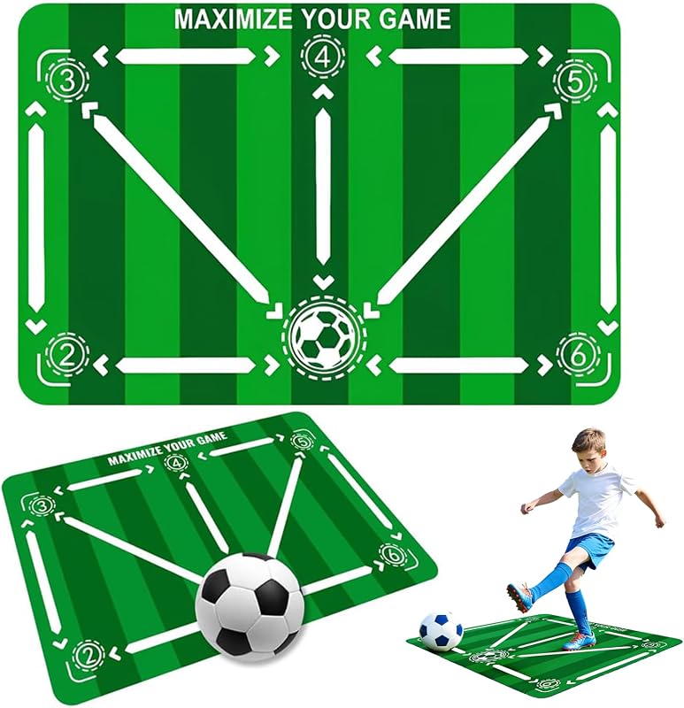 KINDLUME Tappeto Calcio, Tappeto Calcio Allenamento, Allenamento Calcio, Tappetino da Allenamento Antiscivolo, per Il Controllo Palla e Dribbling, per Allenamento Tecnico a Casa, Giardino