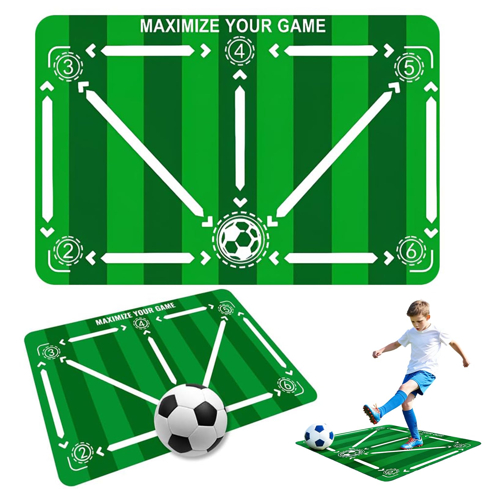 Tappeto Calcio, Tappeto Calcio Allenamento, Allenamento Calcio, Tappetino da Allenamento Antiscivolo, per Il Controllo Palla e Dribbling, per Allenamento Tecnico a Casa, Giardino