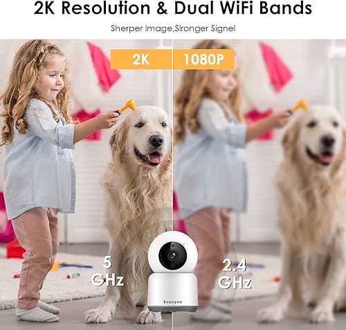 Miniatura 2 de 5G y 2.4G Cámaras de seguridad para interiores 2K para seguridad del hogar, detección de movimiento, visión nocturna, audio de 2 vías,