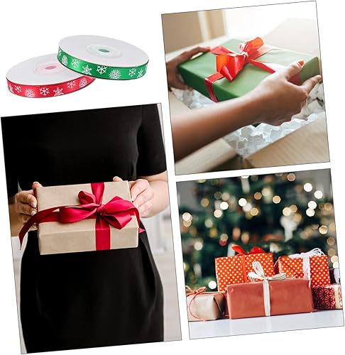 Miniatura 3 de NOLITOY 4 rollos de cinta de Navidad para manualidades, cinta para lazos, cinta de regalo, cinta de Navidad con cable, cintas de fiesta de Navidad,