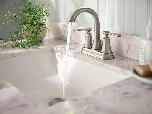 Miniatura 6 de Moen 84092SRN Ellicott - Grifo de lavabo de 4 pulgadas, níquel cepillado resistente a las manchas