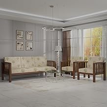 THE WOODEN CITY Sheesham Wood 5 Seater Sofa Set for Living Room Home Office | 3+1+1 Solid Wood Sofa Set Furniture | Wooden Sofa Set 5 Seater (Honey, 3+1+1)