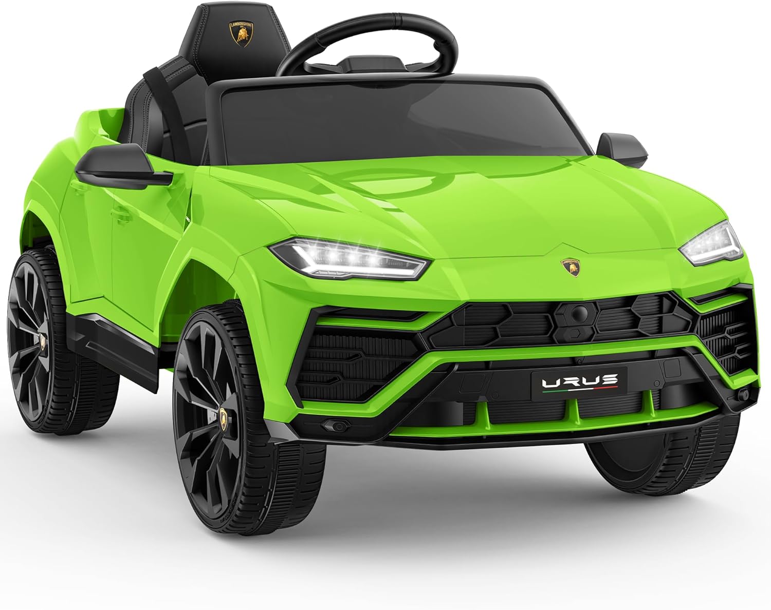 First Ride On Electric Car for Kids 12V Licensed Lamborghini Ride On Car with Remote Control, LED Lights, Music Players, Lockable Doors, Spring Suspension, Toddler Cars to Drive (Green)