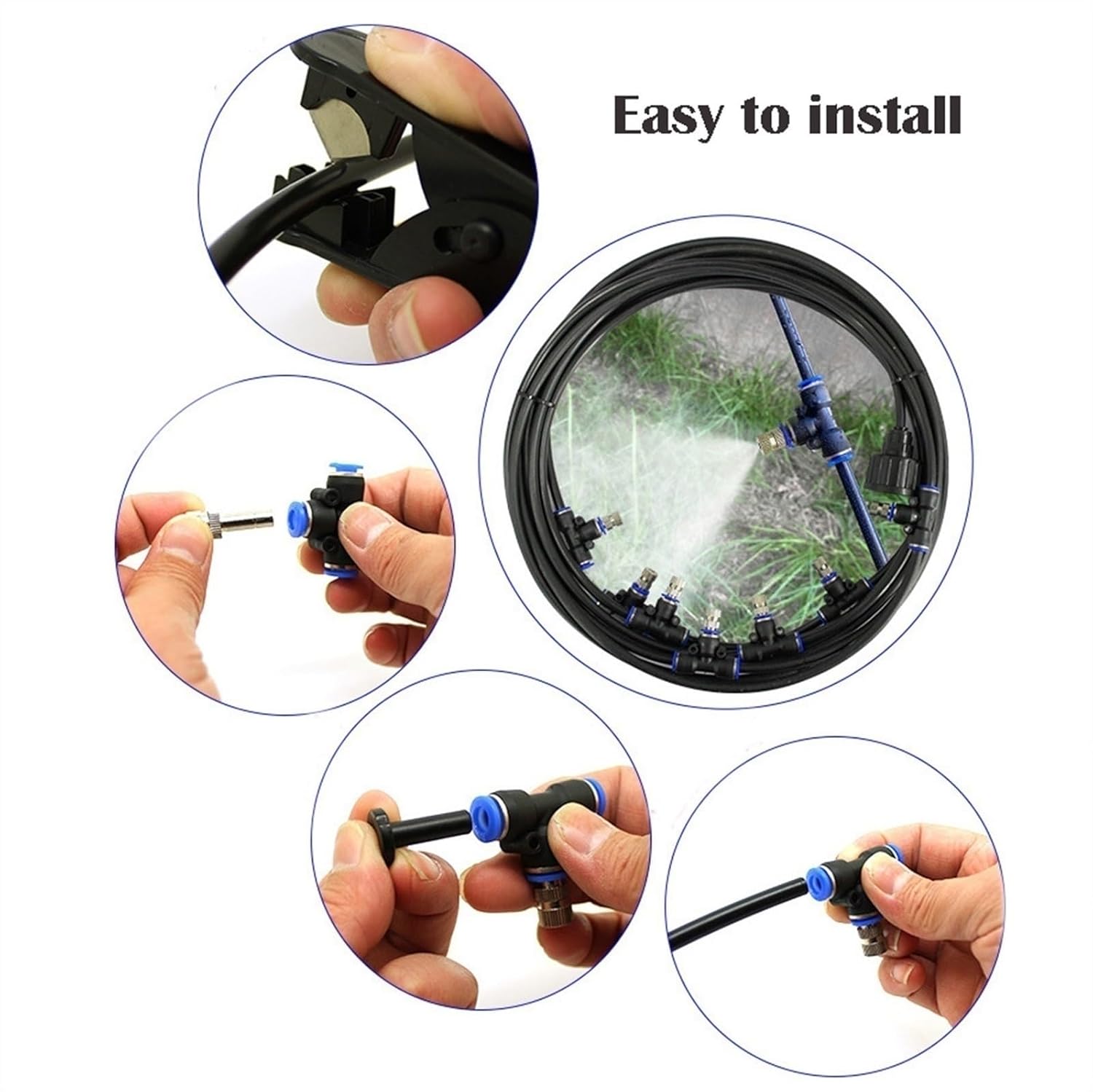 Misting Cooling System, Outdoor Mister System for Outside Patio, Patio Mister with Brass Fog Nozzles, for Backyard, Garden, Greenhouse, Umbrella, Deck, Canopy, Pool, Porch(22M(72.1ft))