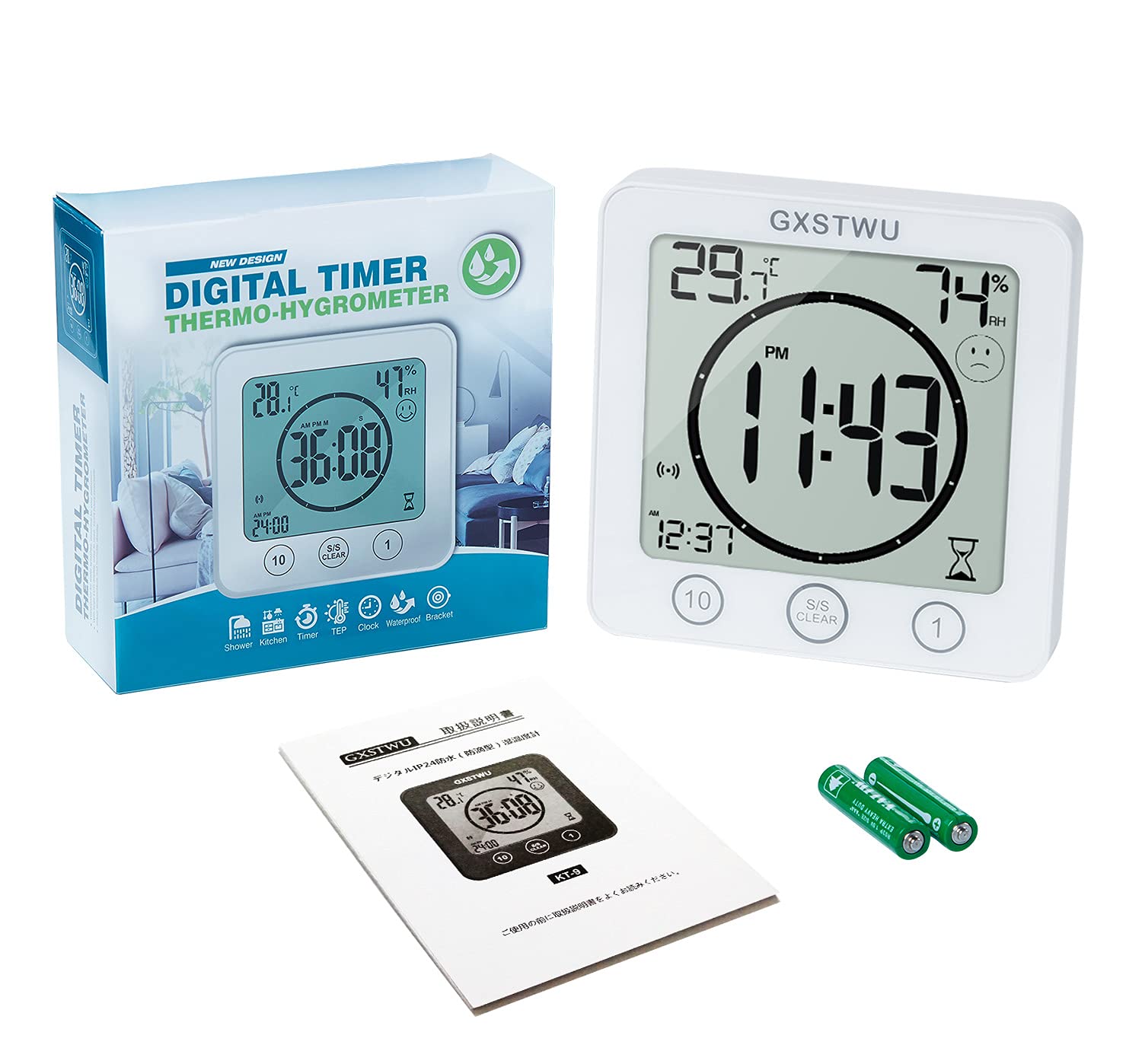 Amazon.co.jp: 時計 防水(防滴型) タイマー 温湿度計 デジタル