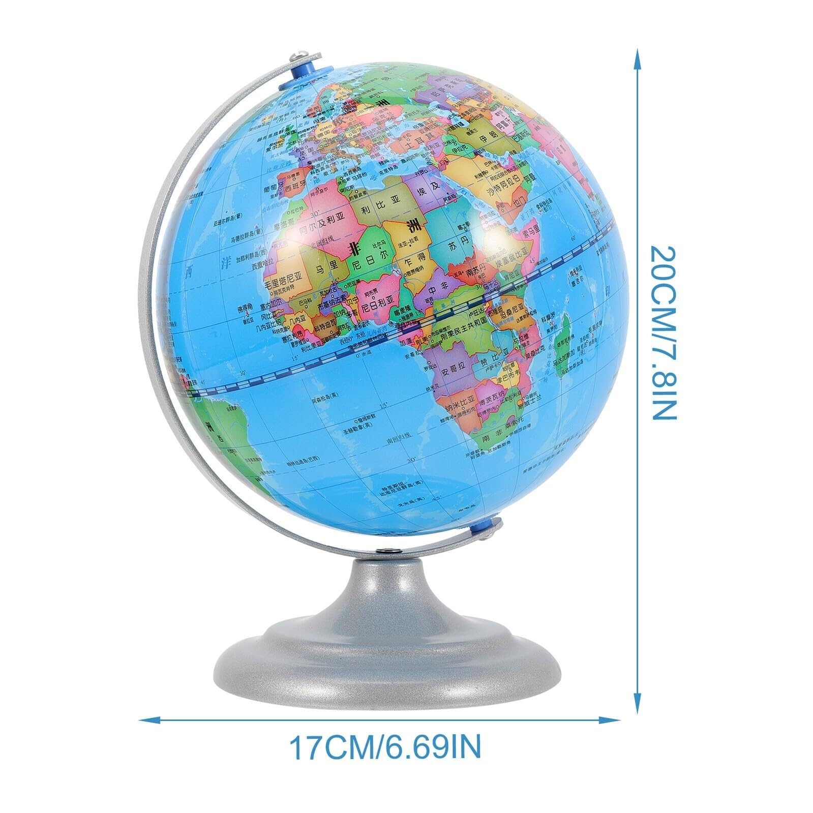 Kleiner Erdglobus mit Metallsockel, Geographie-Globus aus PVC, Schmuck for Studenten, pädagogische Schreibtischdekoration