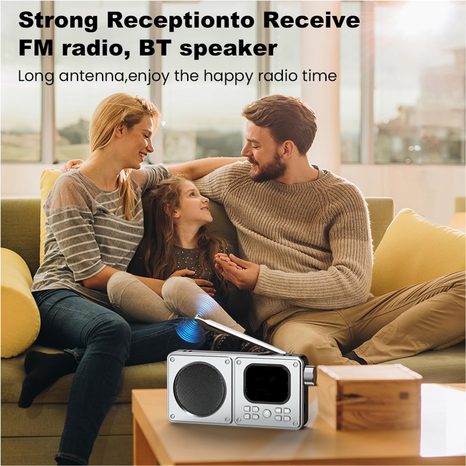Annadue Radio FM Bluetooth Portátil para Viajes Al Aire Libre, Hogar, Pantalla de 2,01 Pulgadas, Reproductor de Música Bluetooth con Altavoz de Graves, Grabadora para Viajeros, En (64G)