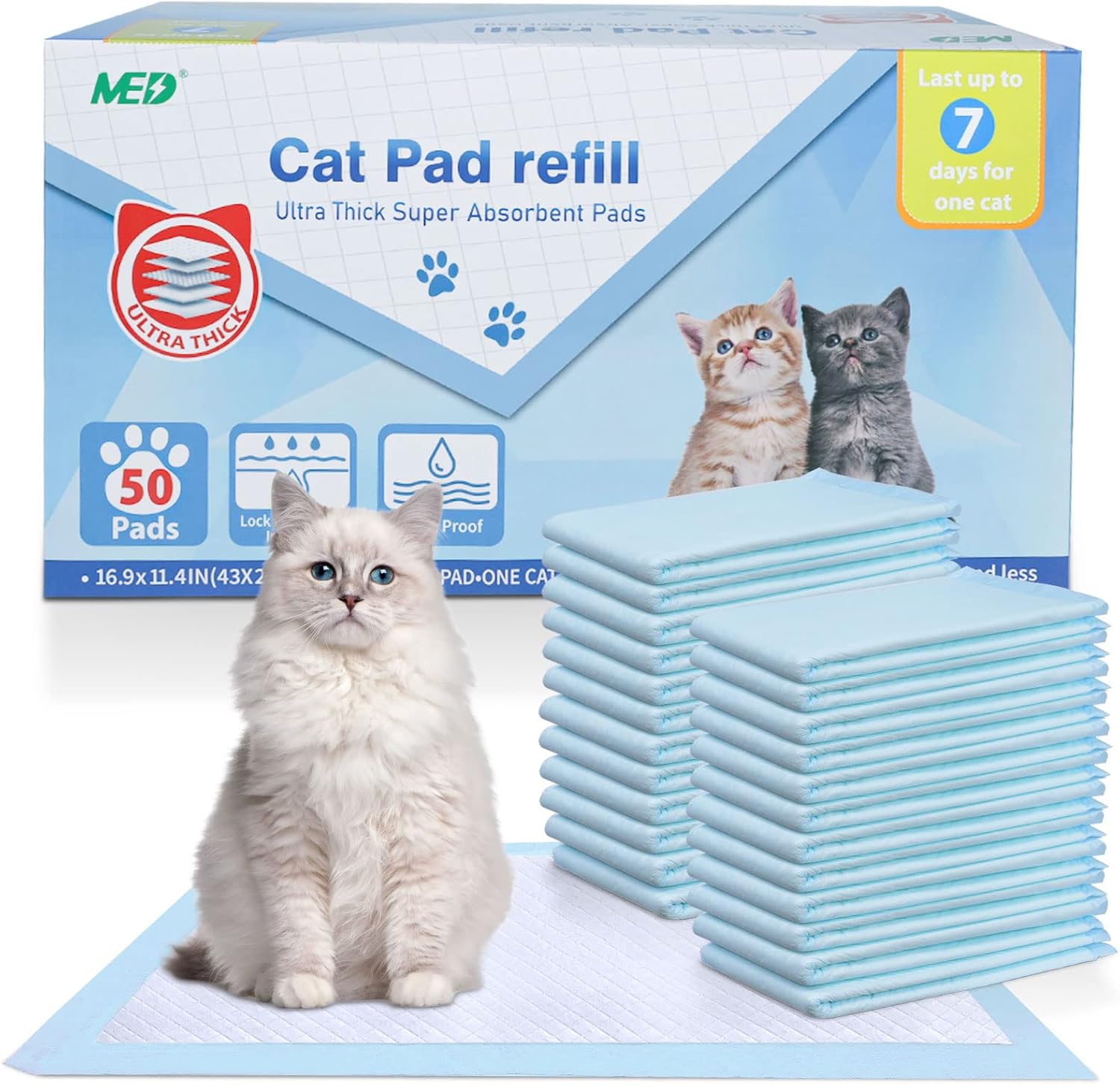 Almohadillas de arena para gatos absorbentes superiores, 50 unidades, repuesto genérico compatible con el sistema de arena Tidy Cat Breeze de 16.9 x