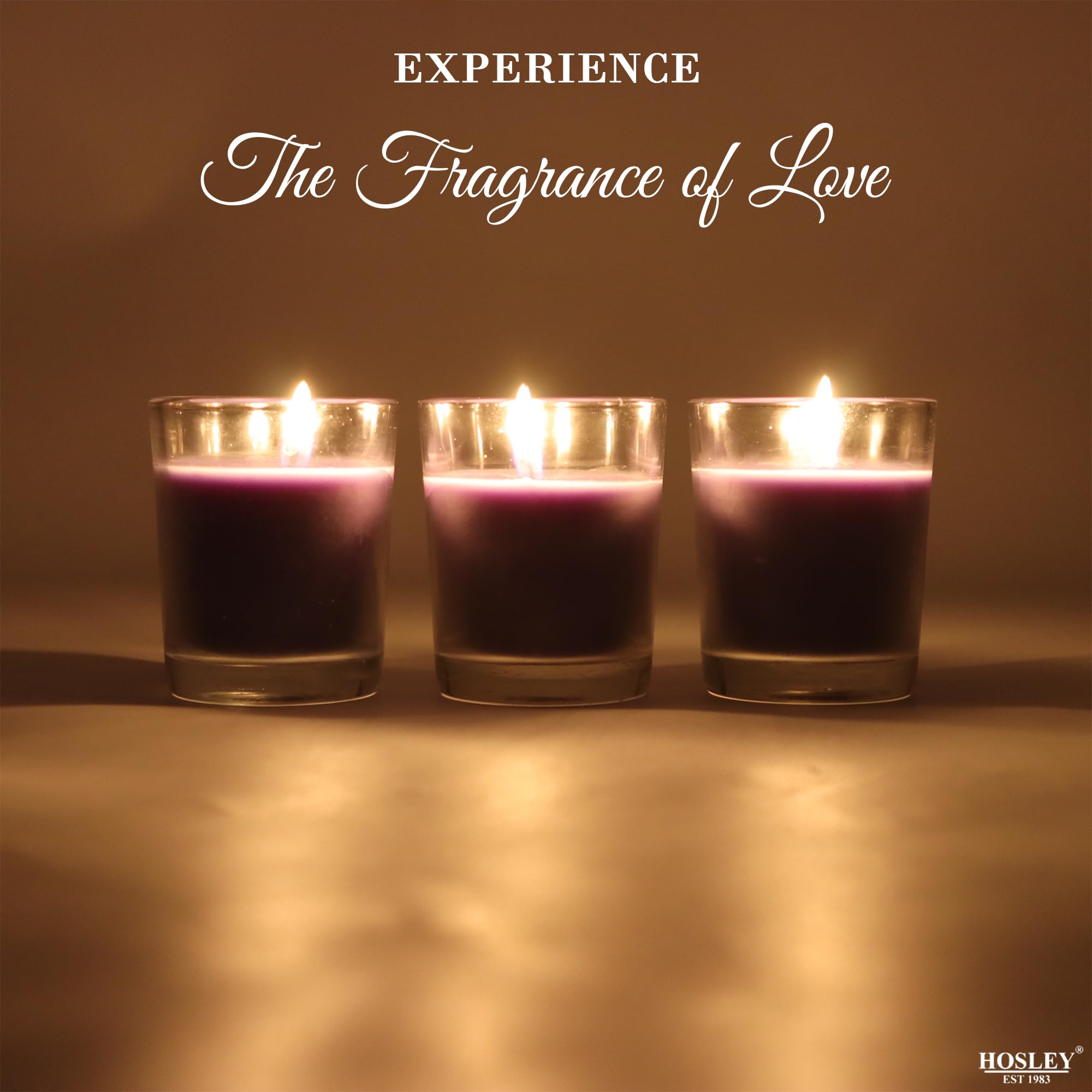 HOSLEY Lavender Fields Fragrance Glass Votive Candles| Scented Votive Glass Candles Perfect for Home Decor| Burn Time 12 Hours Each|4.2 cm Diameter|Pack of 3|6 cm Long Each (1.6 Oz Wax Each) 1