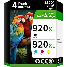 Caelum 920XL High Yield Ink Cartridge Replacement for Combo Pack HP 920 to Use with HP Officejet 6000 6500 6500A 7000 7500A 7500 Printer 4 Pack, Black Cyan Magenta Yellow