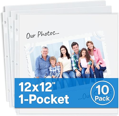 Dunwell Páginas de repuesto para álbumes de recortes de 12 x 12 pulgadas, paquete de 10 unidades, súper pesadas, se adapta a carpetas de álbumes de