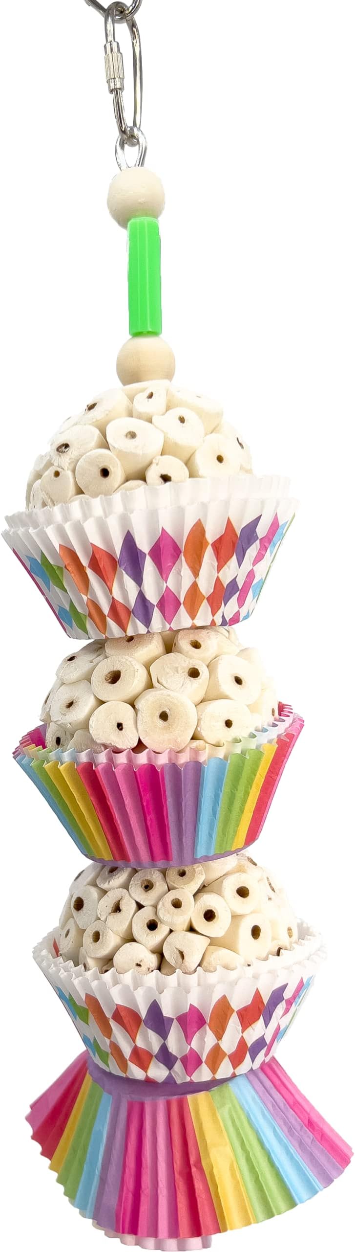 Mandarin Bird Toys1567 Triple Tutu Chew by M&M Natural Sola Balls Bakery Grade Cup Cake Cups, Handmade, Foraging Fun, Perfect for Medium Size Pets Like African Grey Conure Amazon and Other Parrots