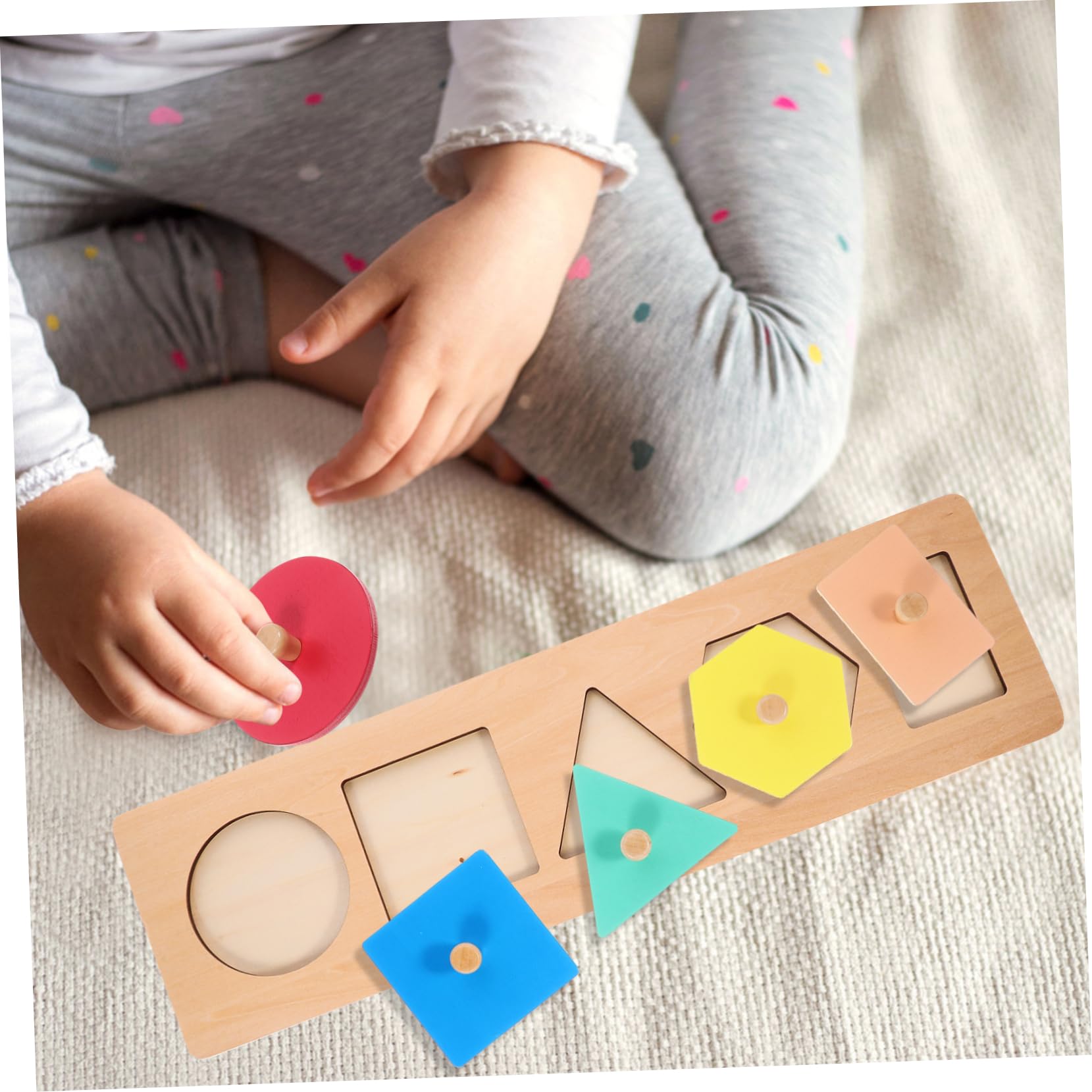 Vaguelly Puzzle en Bois Formes Géométriques pour Apprentissage des Couleurs, Interaction Parent-garçon et Filles et Usage la Maison Maternelle