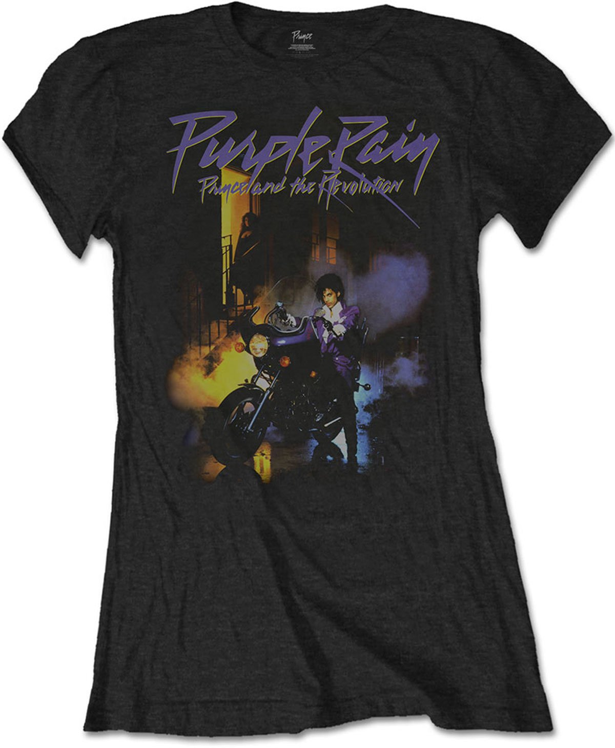 Rock Off Officially Licensed Products Women's Black Official Prince - Purple Rain - T Shirt (Large)