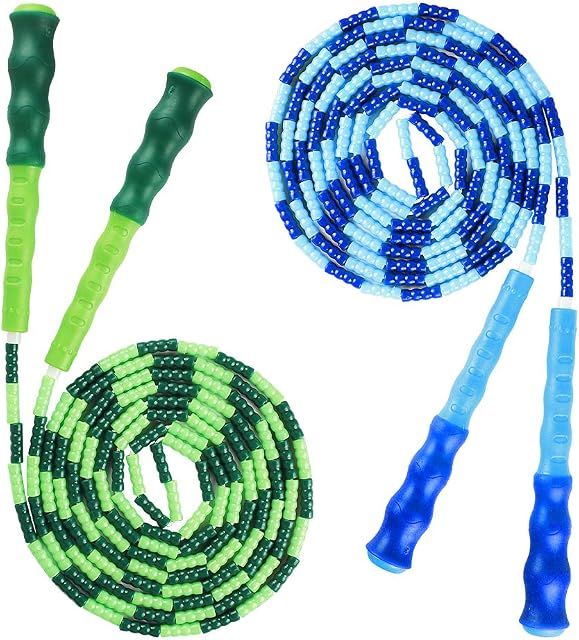 Ledoo Soft Beaded Jump Rope 2 Pcs Fitness Skipping Rope, Beaded Skipping Rope, Adjustable Tangle-Free Jump Rope for kids Women Men in Workout Keeping Fit Weight Loss and Jump Training (110inch)