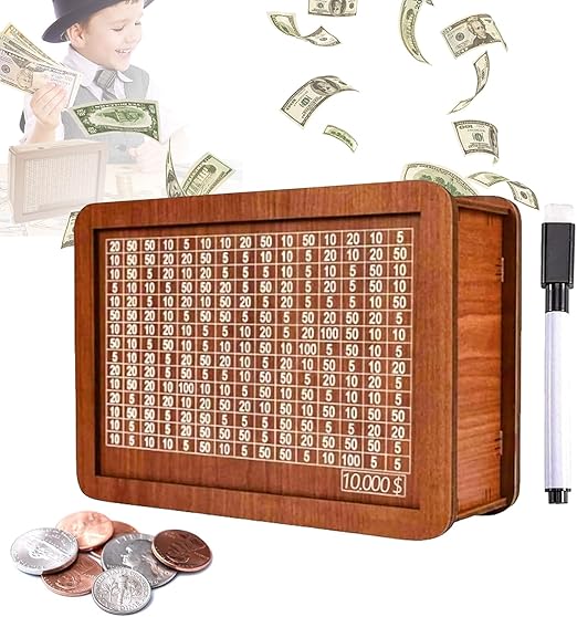Cash Vault Wooden Savings Box,Upgraded Wooden Cash Saver Money Box, Cash Saver Box
