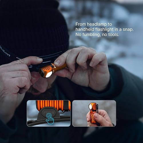 Miniatura 4 de OLIGHT Perun 3 mini linterna frontal LED de 1250 lúmenes, linterna frontal recargable con opción de luz roja, perfecta para trabajar, senderismo,