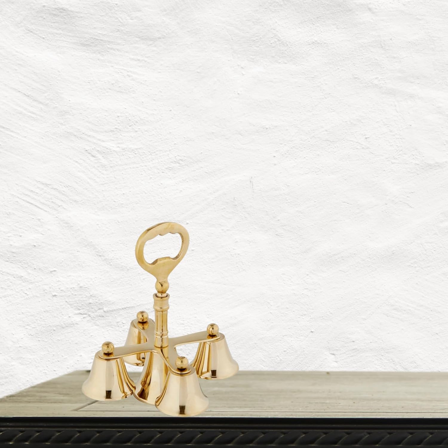 Brass Altar Bells, Hand Held Miniature Chimes for Wedding Events and Church Services, 4.5 by 5 Inches