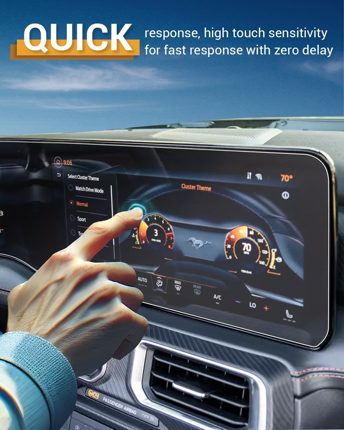 YEE PIN 2024 2025 2026 Mustang Dark Horse Screen Protector for Ford Mustang EcoBoost/Dark Horse Premium Screen Cover 2025 Mustang GT Premium Screen Saver for 2025 Mustang GT Accessories 2 Pack