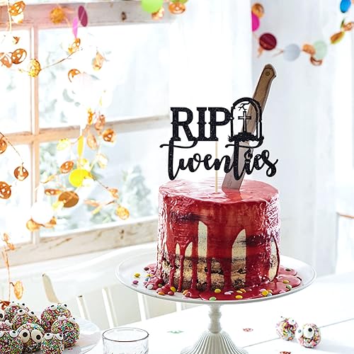 Miniatura 3 de Decoración negra para tartas de los años veinte, decoración para tartas de "Death to My Twenties", decoración de fiesta de cumpleaños de 30 años con