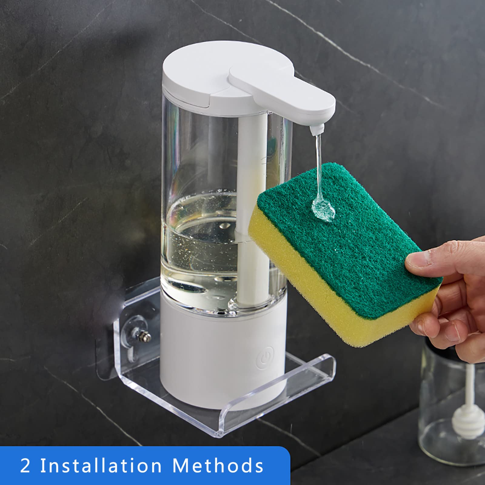 Dispenser Sapone Automatico, Dispenser Sapone Bagno 500ml Ricaricabile, Dispenser Sapone Cucina Non Touch, Dispenser Detersivo Lavatrice con Sensore IPX5 Impermeabile USB Ricaricabile