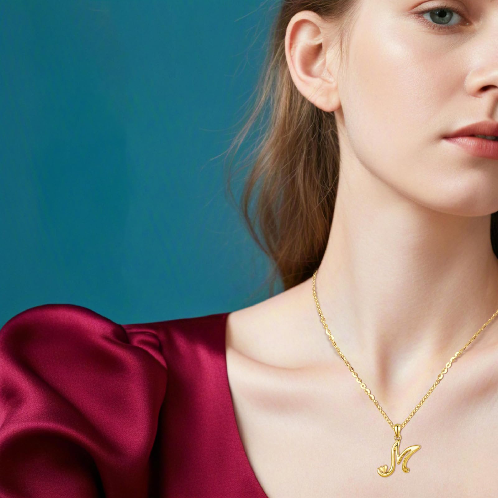 CELESTIA Collana con Iniziale A~Z Argento 925 Dorato - Regalo per Donna Compleanno/Anniversario/Natale/Laurea con Cuore e Catena Regolabile 51cm con Scatola
