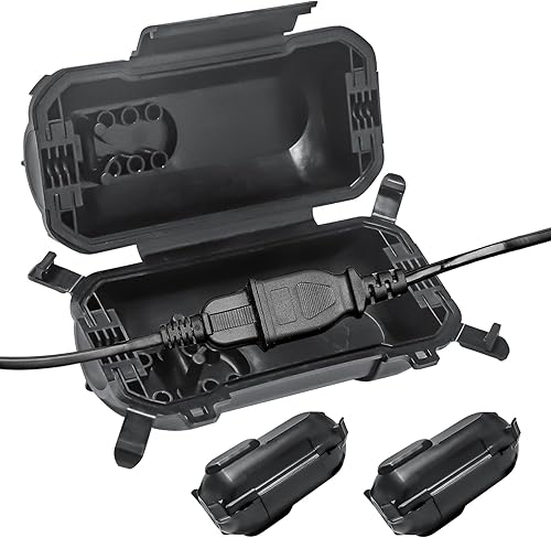 Paquete de 2 Cubierta de seguridad para cable de extensión para exteriores con sello impermeable, resistente a la intemperie, cable de extensión