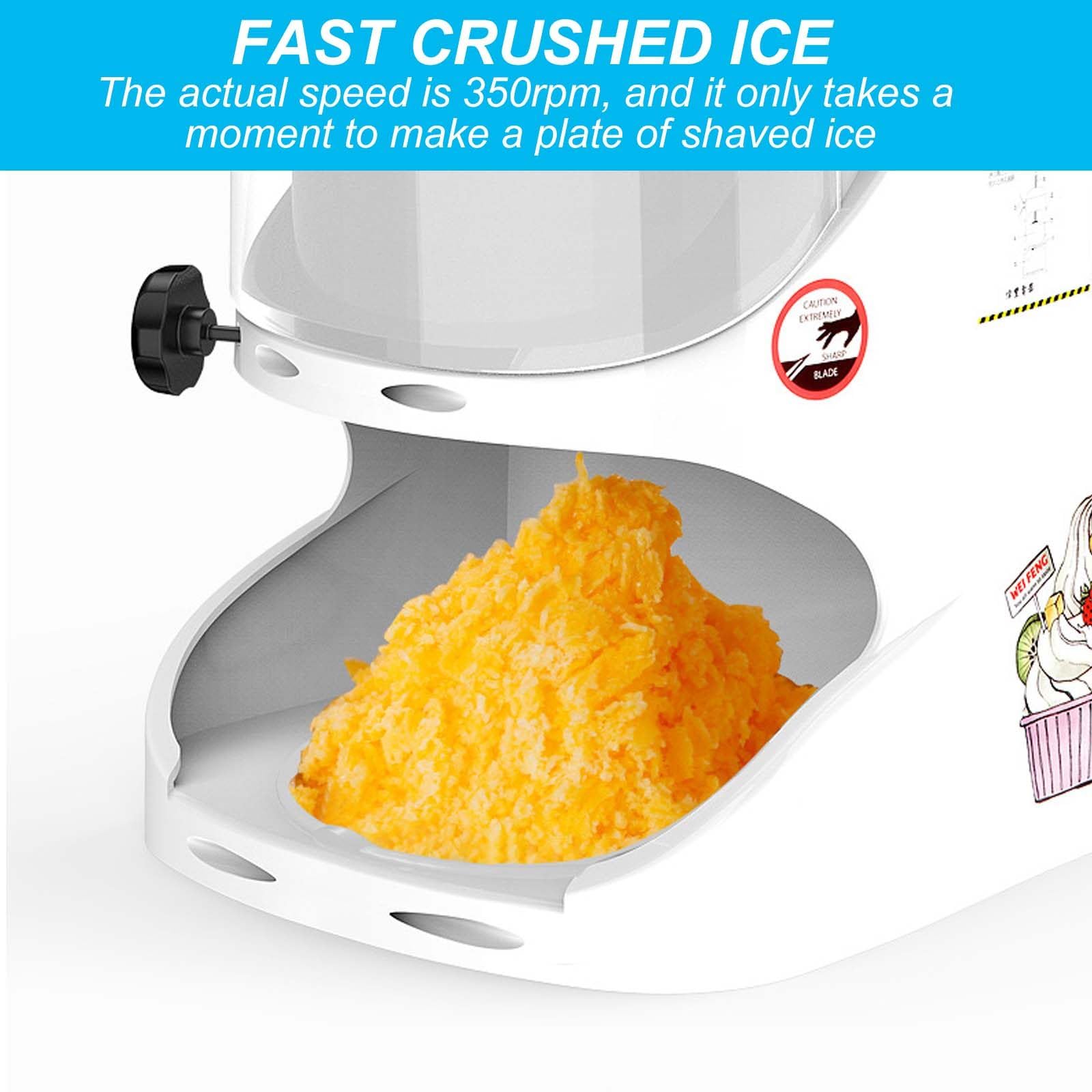 Genérico Máquina para Hacer Hielo raspado de Doble Cuchilla de 300 W, trituradora de Hielo de Acero Inoxidable de 2200 RPM, máquina eléctrica para Hacer Conos de Nieve (Yellow C)