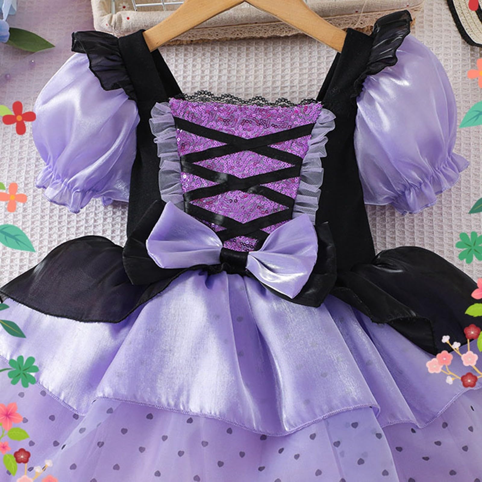 Generisch Kostüm Halloween Mädchen - Kinderkleid Mädchen Lolita Cosplay Gothic Elegantes Partykleid Sommer Formelle Anlässe Outfit Halloween Märchenkleid