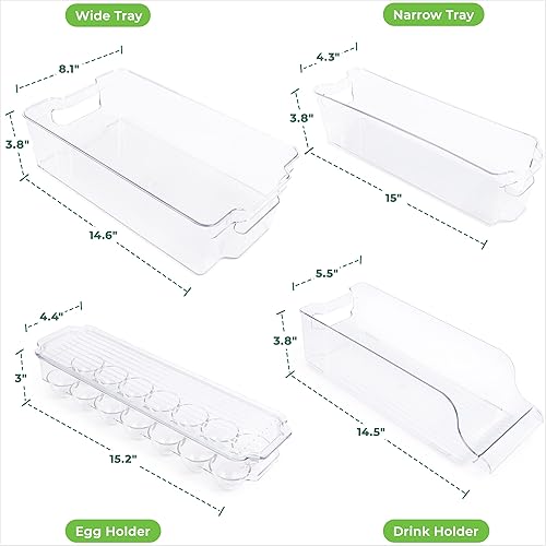 Miniatura 7 de Greenco Contenedores organizadores de refrigerador y freezer con asas, 6 piezas, transparentes