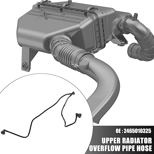 Miniatura 2 de X AUTOHAUX Manguera de tubo de desbordamiento de radiador superior 2465010325 de repuesto de goma para Mercedes-Benz GLA250 2015-2018