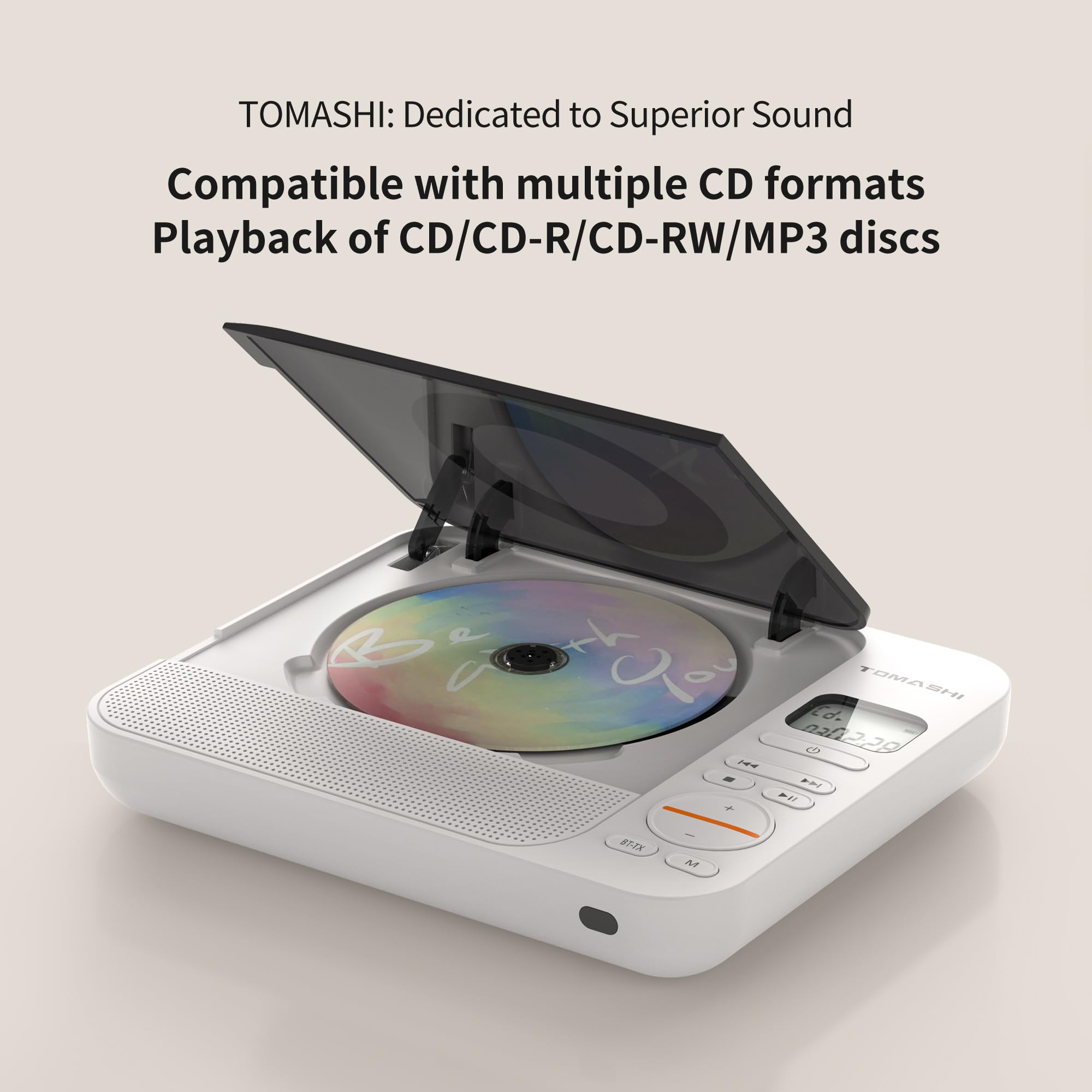 TOMASHI Lettore CD portatile con altoparlanti Blutooth Retro Lettore CD per casa desktop personale USB musica stereo ricaricabile con display LCD, lettore CD con telecomando, regalo per festival