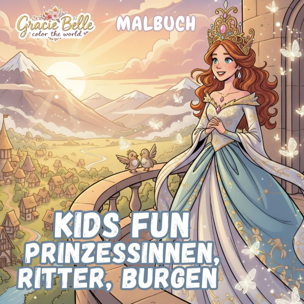 Kids Fun Prinzessinnen, Ritter, Burgen Malbuch: Ein fantasievolles Ausmalabenteuer voller Märchen, Mut und mittelalterlicher Magie für Kinder