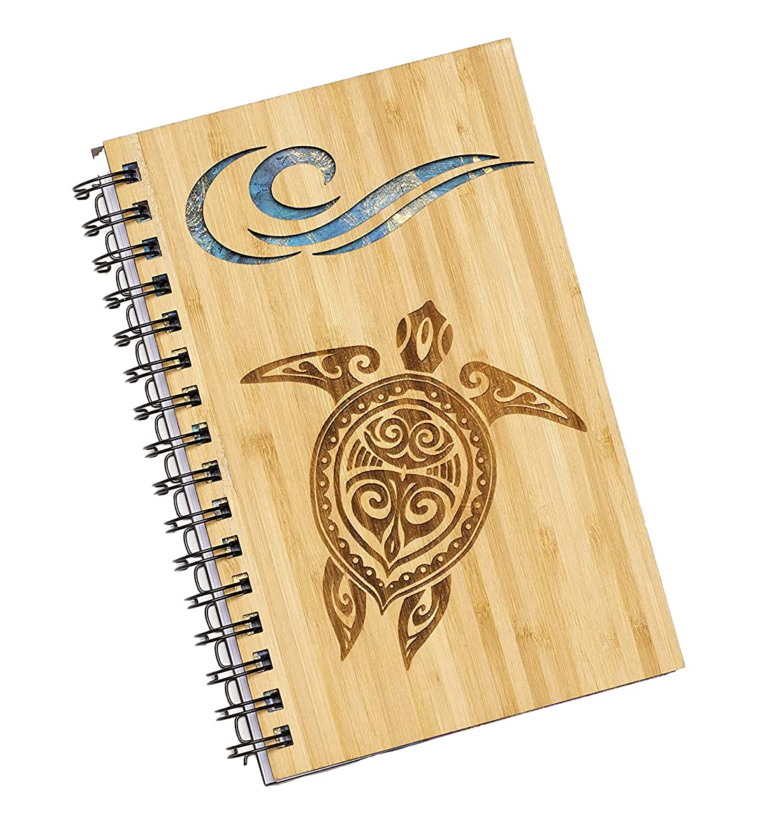Sea Turtle Ocean Wave Personalized Wood Journal - Bamboo, Alder, Birch Options