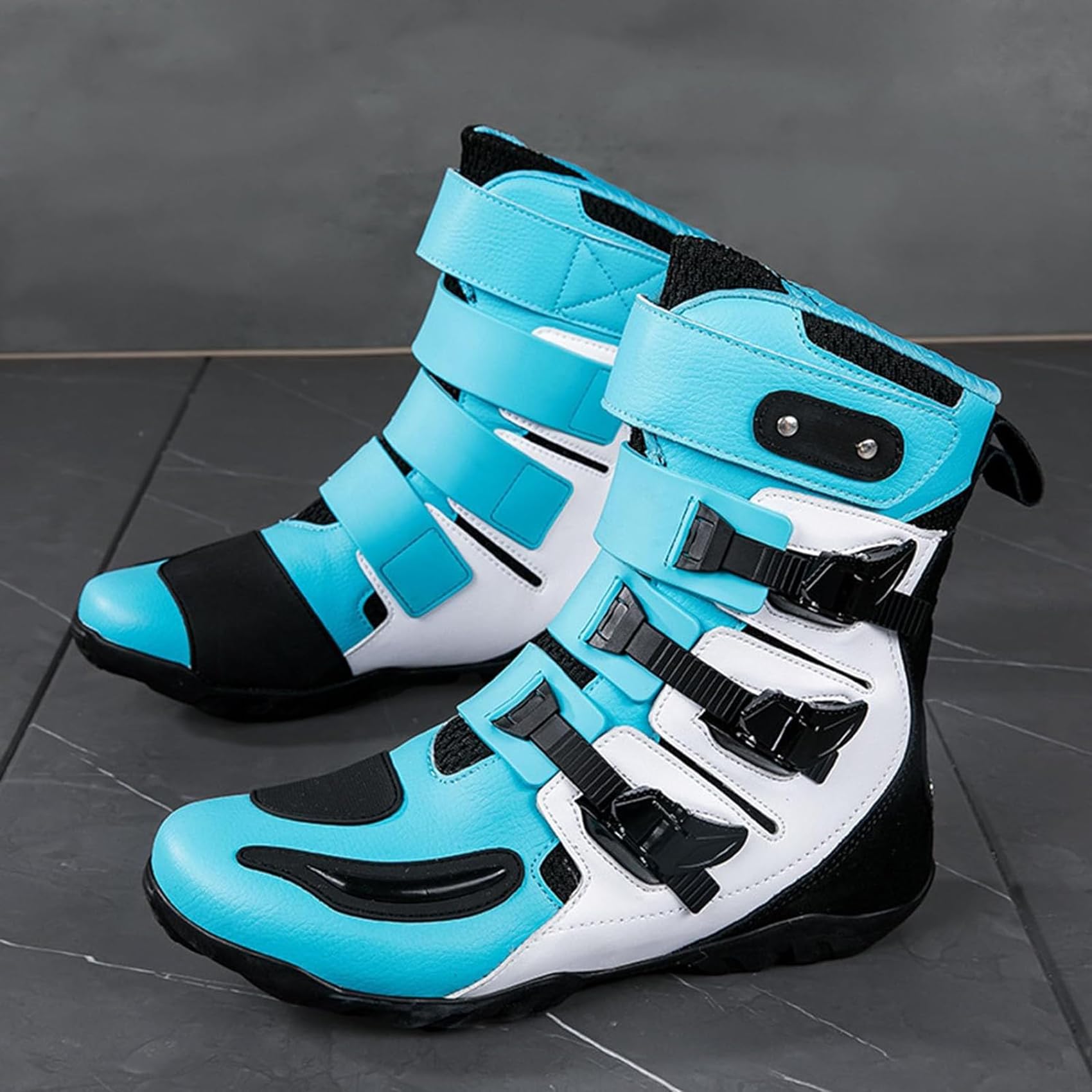 Stivali da Moto Alti per Unisex, Stivali protettivi Impermeabili in Pelle Microfibra da Cross, Comodi Stivali da Motocross Traspiranti