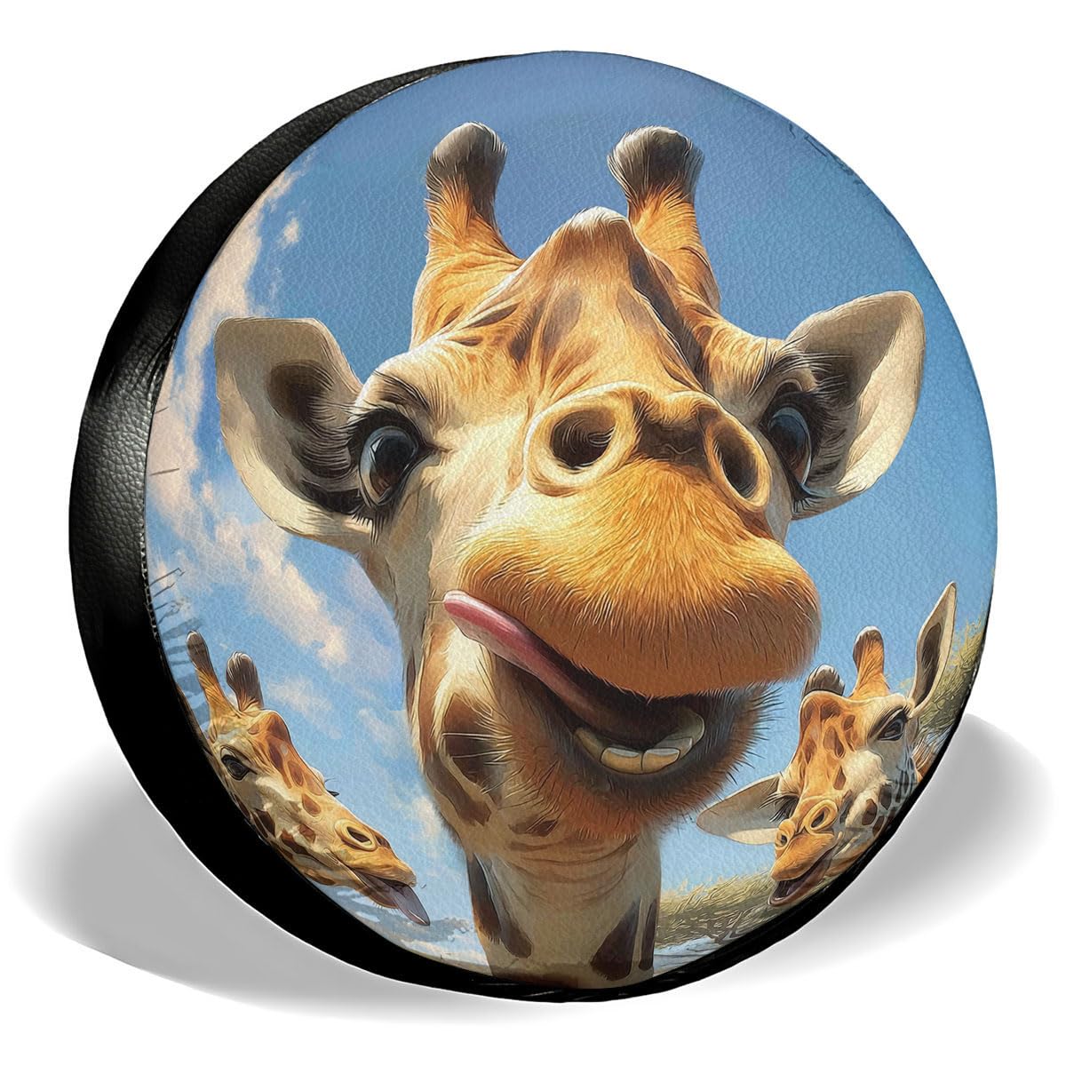 GENANY Giraffe Father's Day PVC Spare Tire Cover for RV Trailer, Waterproof, No Camera Hole, Size 17 Fits 31-33 Inch