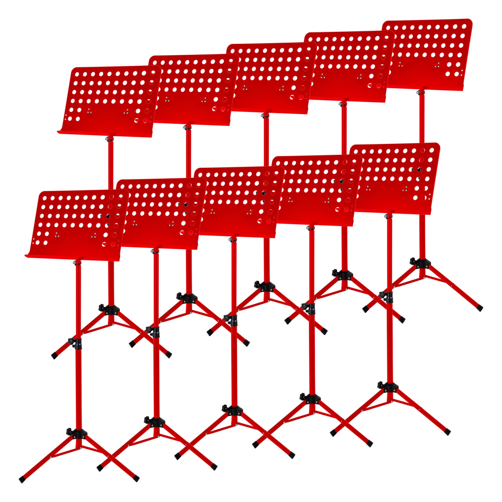 Classic Cantabile Metall Orchesterpult Rot (Lochpult Notenständer, Höhe 58 bis 100 cm einstellbar, Maße der Ablage: 50,0 x 34,8 x 4,5 cm)