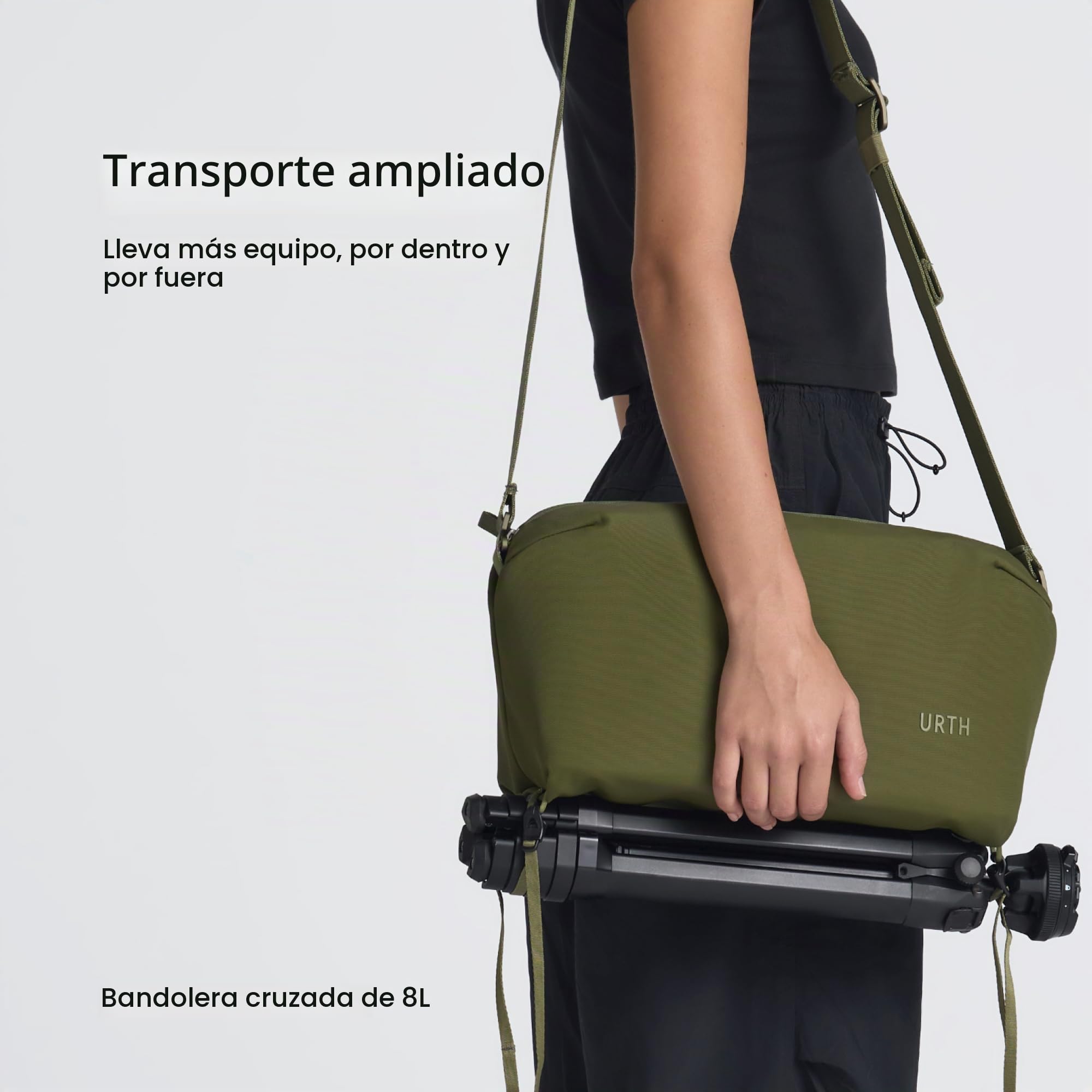 Urth Dolomite 8L Gran Bandolera para Cámara – Resistente al Agua, Reciclada, Versátil para DSLR, Fotografía y Uso Diario (Verde)