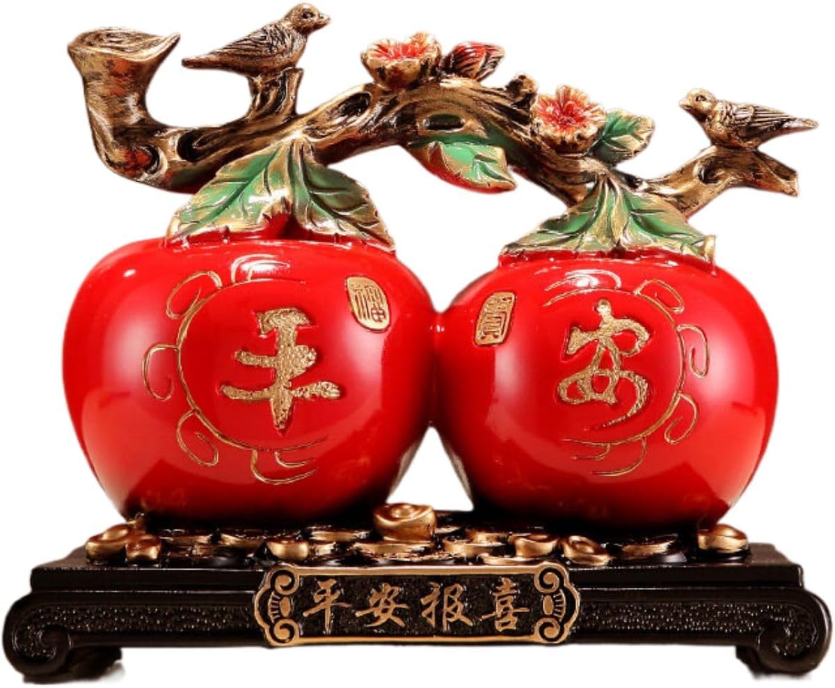 创意中式红色苹安果摆件 Feng Shui Home Office Decor Chinese Gifts 平安客厅办公室玄关电视柜酒柜装饰结婚礼物 7972