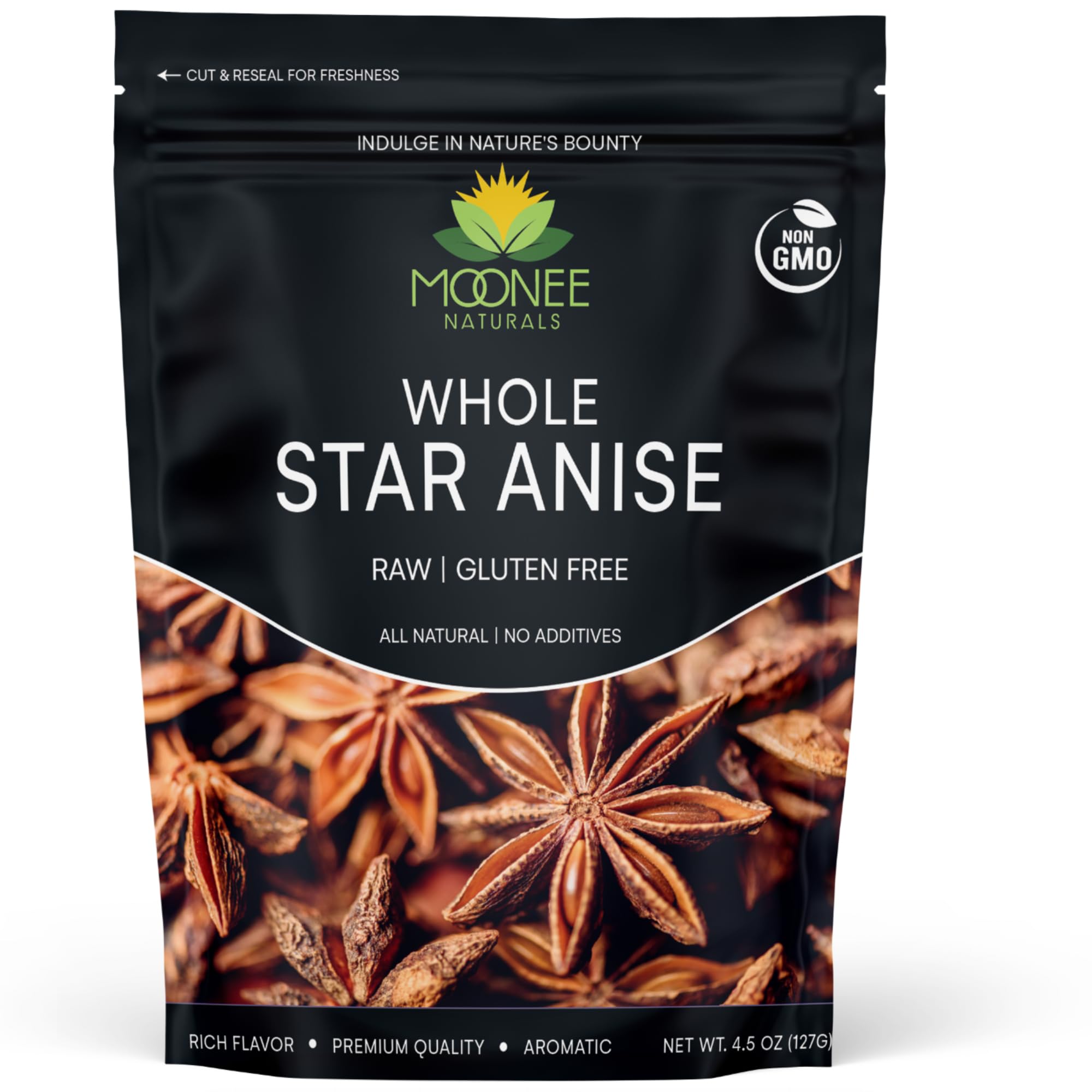 Star Anise Whole (4.5 Ounce) - Non-GMO, Gluten Free, 100% Raw Whole Chinese Pods, Premium Quality, Direct from Source, Packed in Resealable Pouch