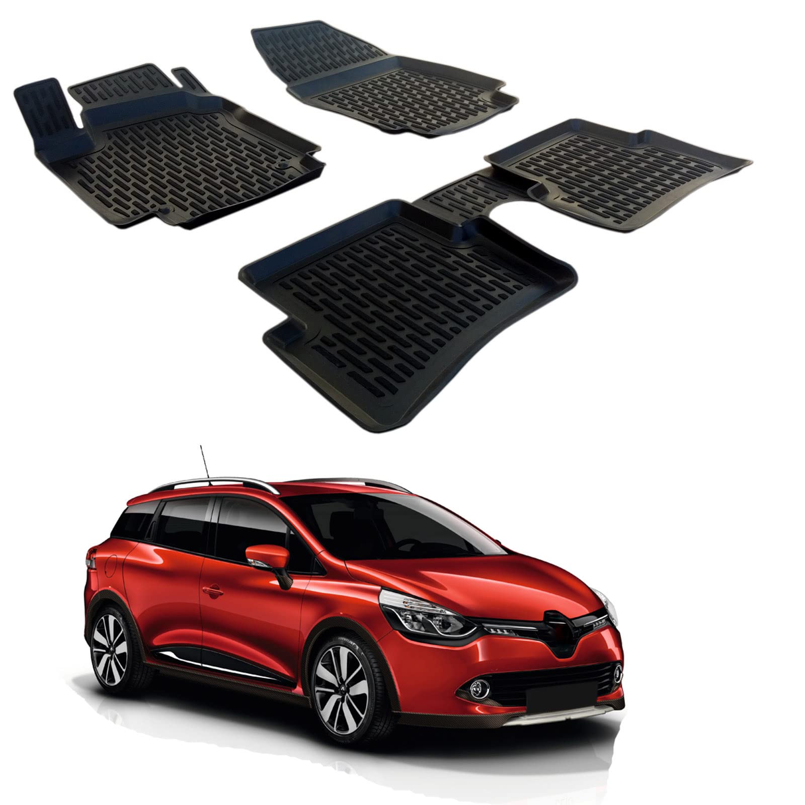 Tappetini in Gomma Compatibile con Renault Clio IV 5-Porte 2012-2019 / Clio IV GT 2013- / Captur 2013-2019