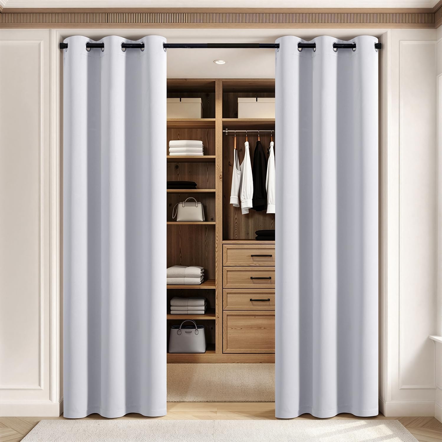  Closet Curtain for Open Closet Without Door Grommet Top 34x80 Inches | Covers Closet, Privacy Curtains for Room Divider, Sun/Light Blocking, Quality Fabric, Doorway thumbnail