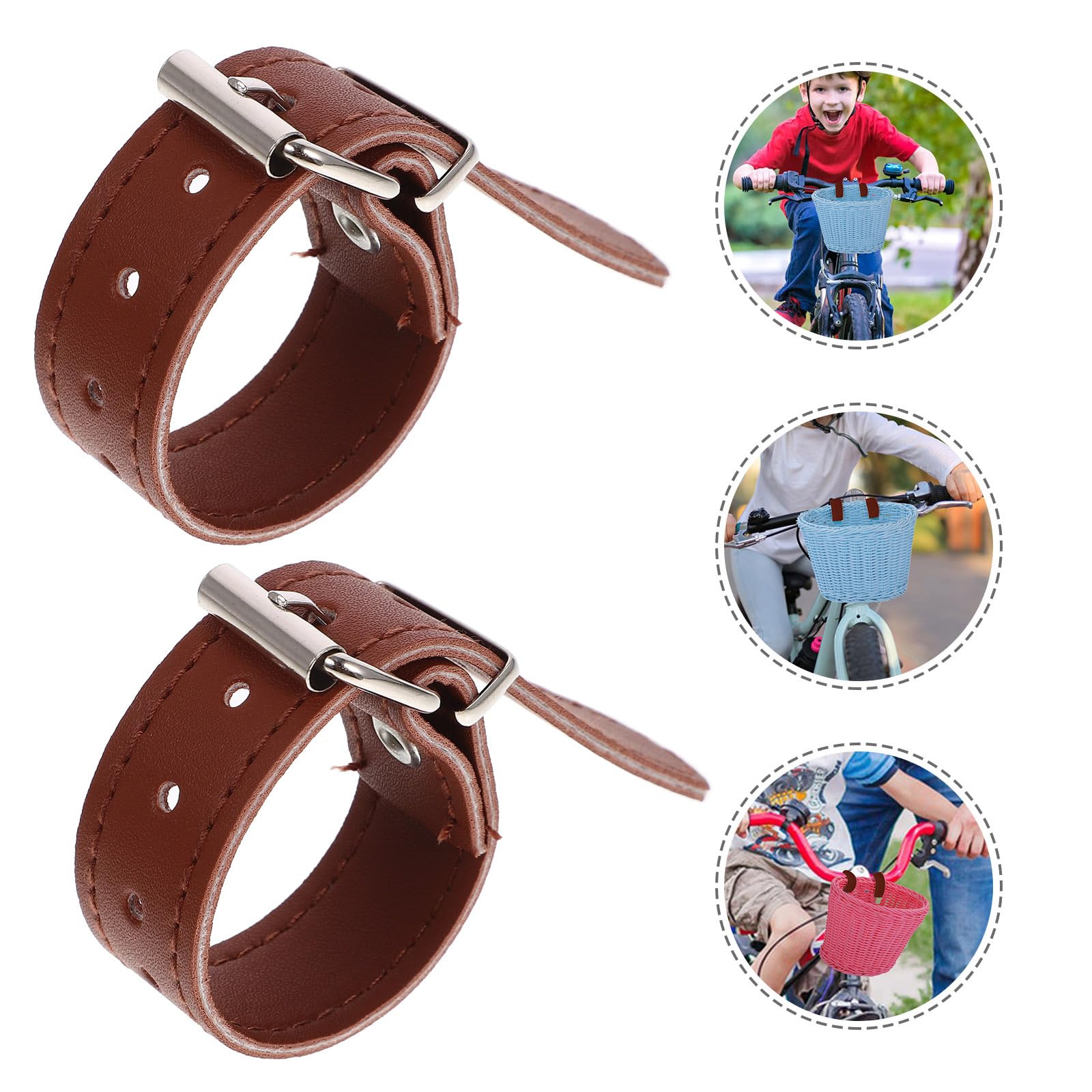 Lot 3 Paires Sangles Cuir Pour Panier Vélo – Réglables, Marron, 22.5x3cm, Compatibles Adultes Enfants