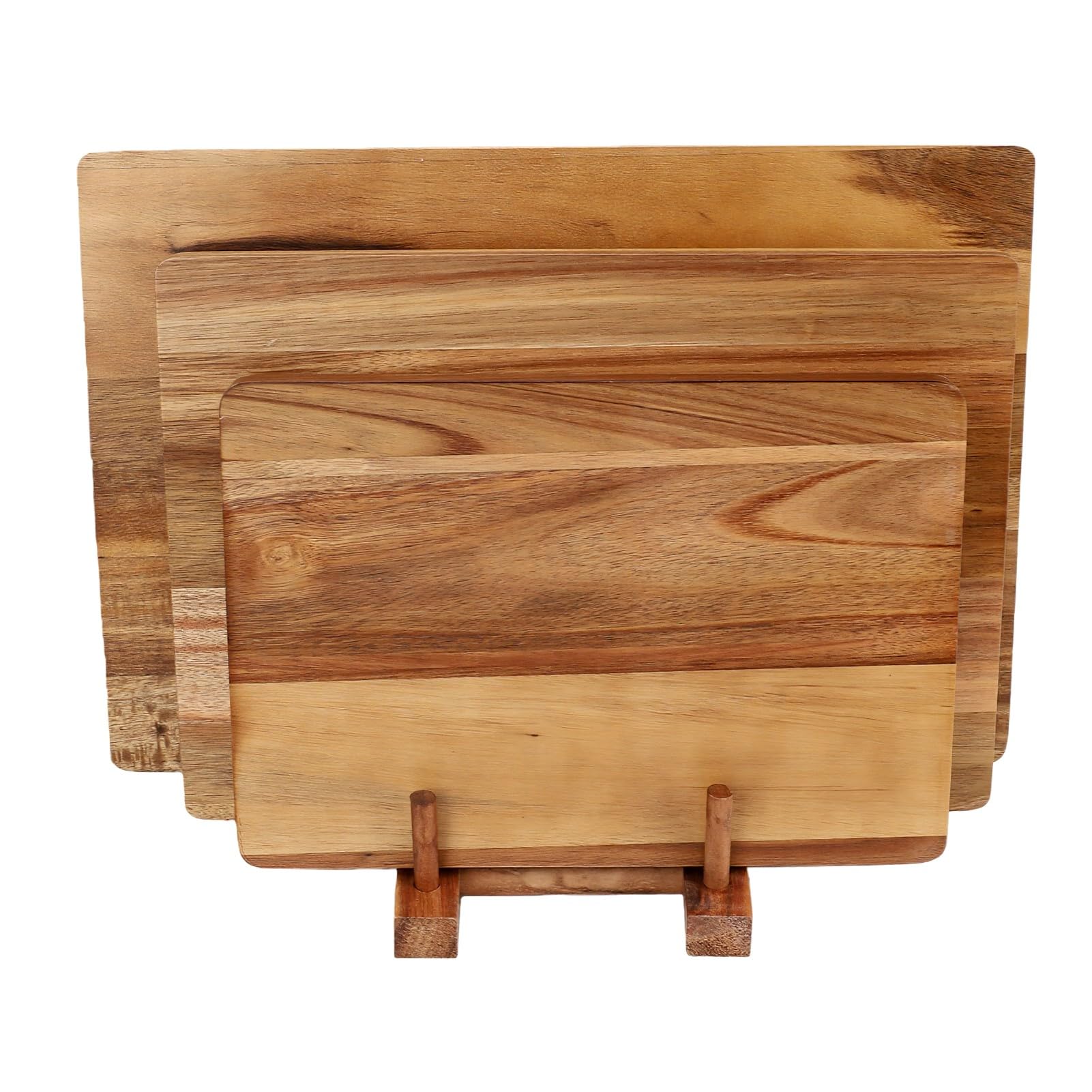 Zunate 3 szt. Zestaw Drewnianych Desek do Krojenia do Kuchni - Deska Serwowania Wędlin, Deska Krojenia Sera Chleb Owoce Mięso Warzywo, Lite Drewno Rozmiary 11x8, 13x9, 15x10 Cali