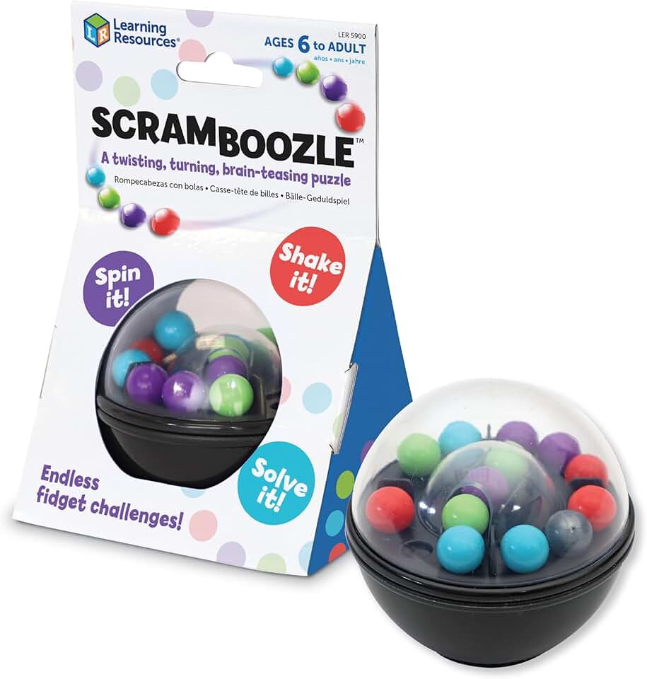 學習資源 Scraamboozle Puzzle Ball - 適合兒童和成人的 3D 腦筋急轉彎、適合青少年的拼圖、增強批判性思維和解決問題的能力、旅行遊戲、坐立不安的玩具、給男孩和女孩的禮物