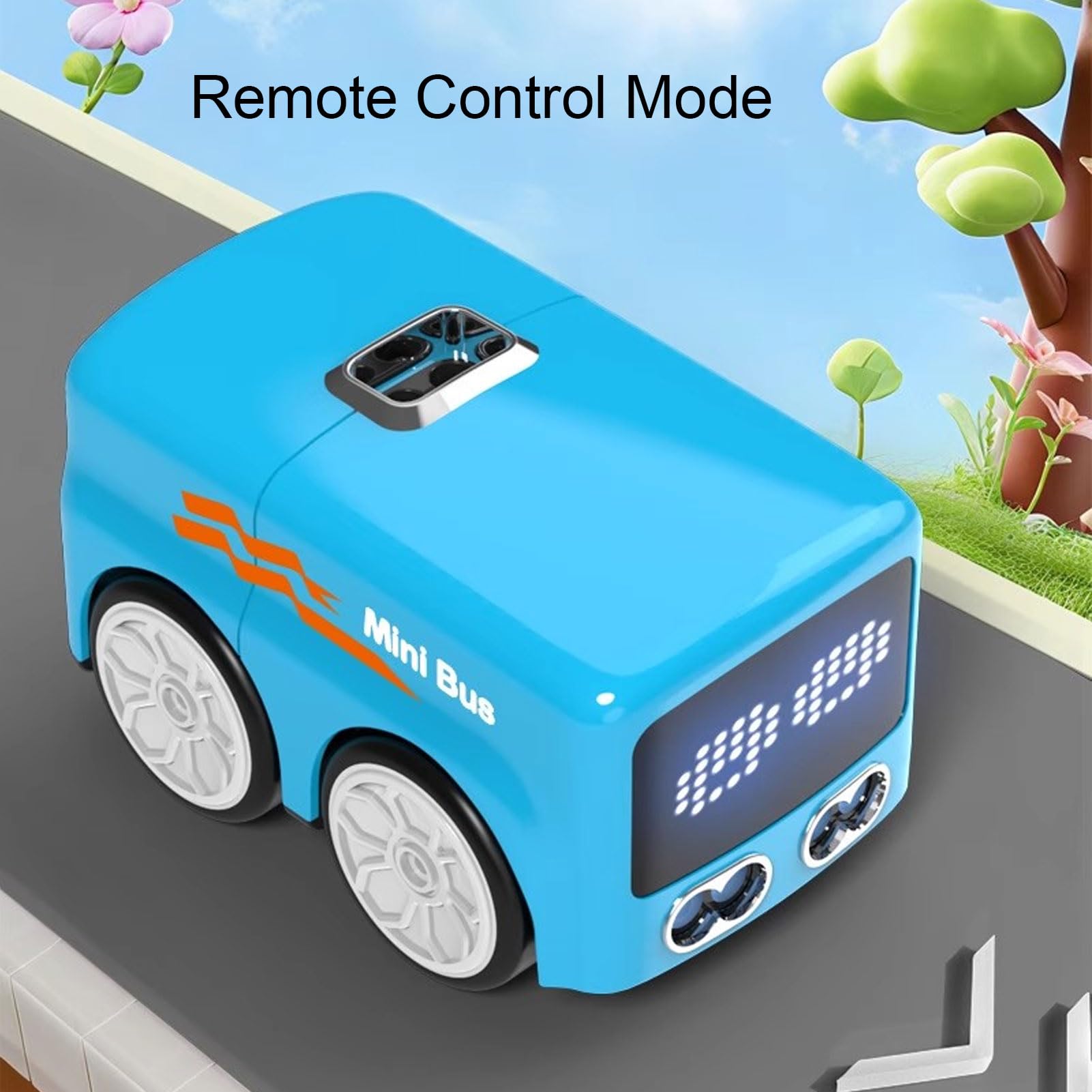 Magic Mini RC Bus, 2026 Gesto y Control Remoto Sensor Inteligente Coche, Seguimiento de Línea de Evitación Automática Vehículo RC de Escritorio con Luces de Expresión LED (Blue)