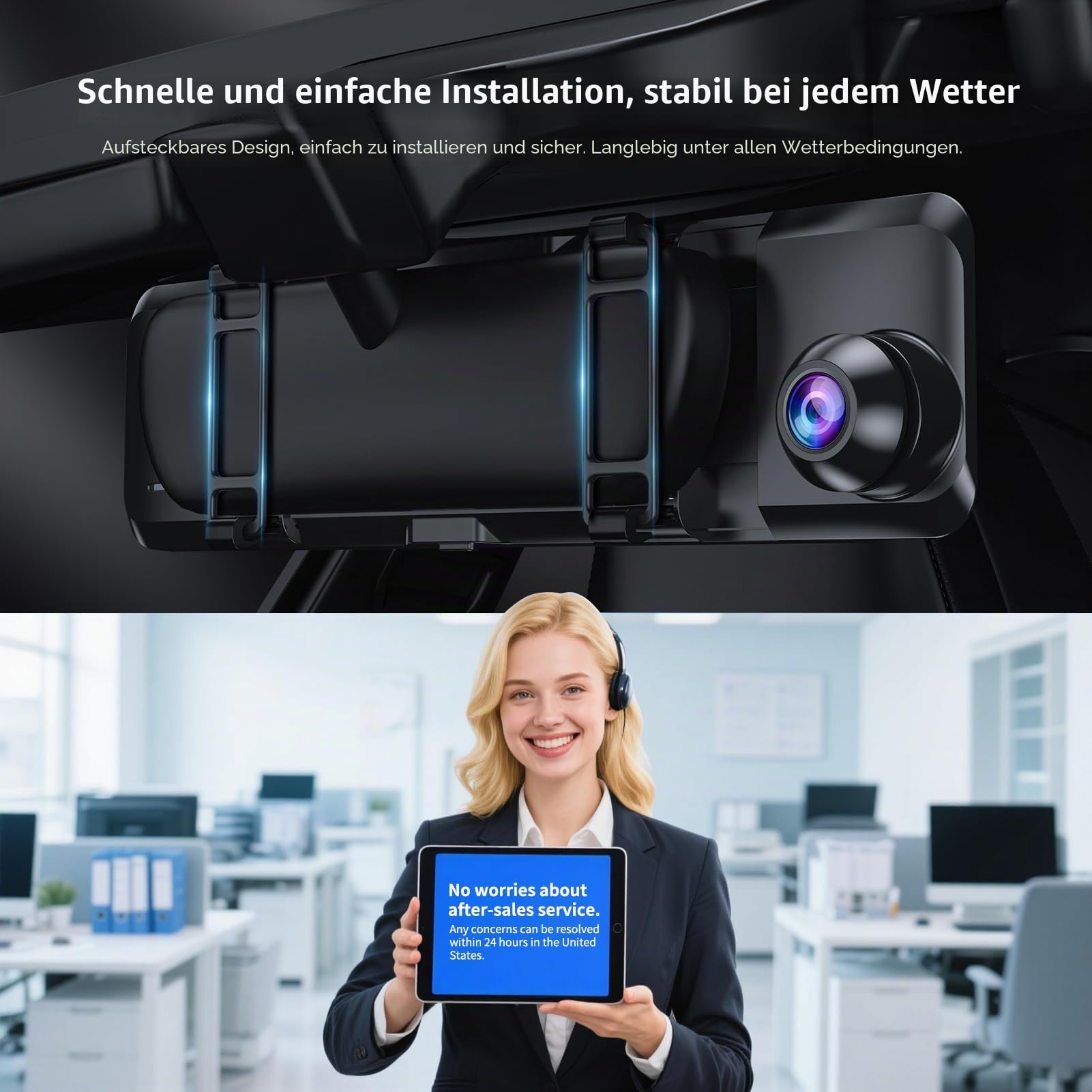 JOMISE 4K UHD Spiegel Dash Cam Front- und Rückkamera, Rückspiegelkamera für Autos & LKWs mit 11 Zoll IPS Touchscreen, Rückfahrkamera mit Typ-C Anschluss/Starvis Sensor/Parkmonitor -G814