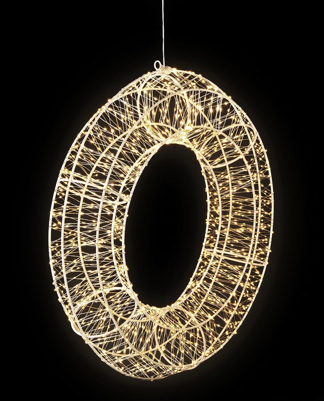 Lunartec Fensterbeleuchtung: 3D-LED-Lichterkranz, Firework-Effekt, 1.800 LEDs, warmweiß, IP44, 58cm (Deko-Kränze, Dekos Wohnzimmer)