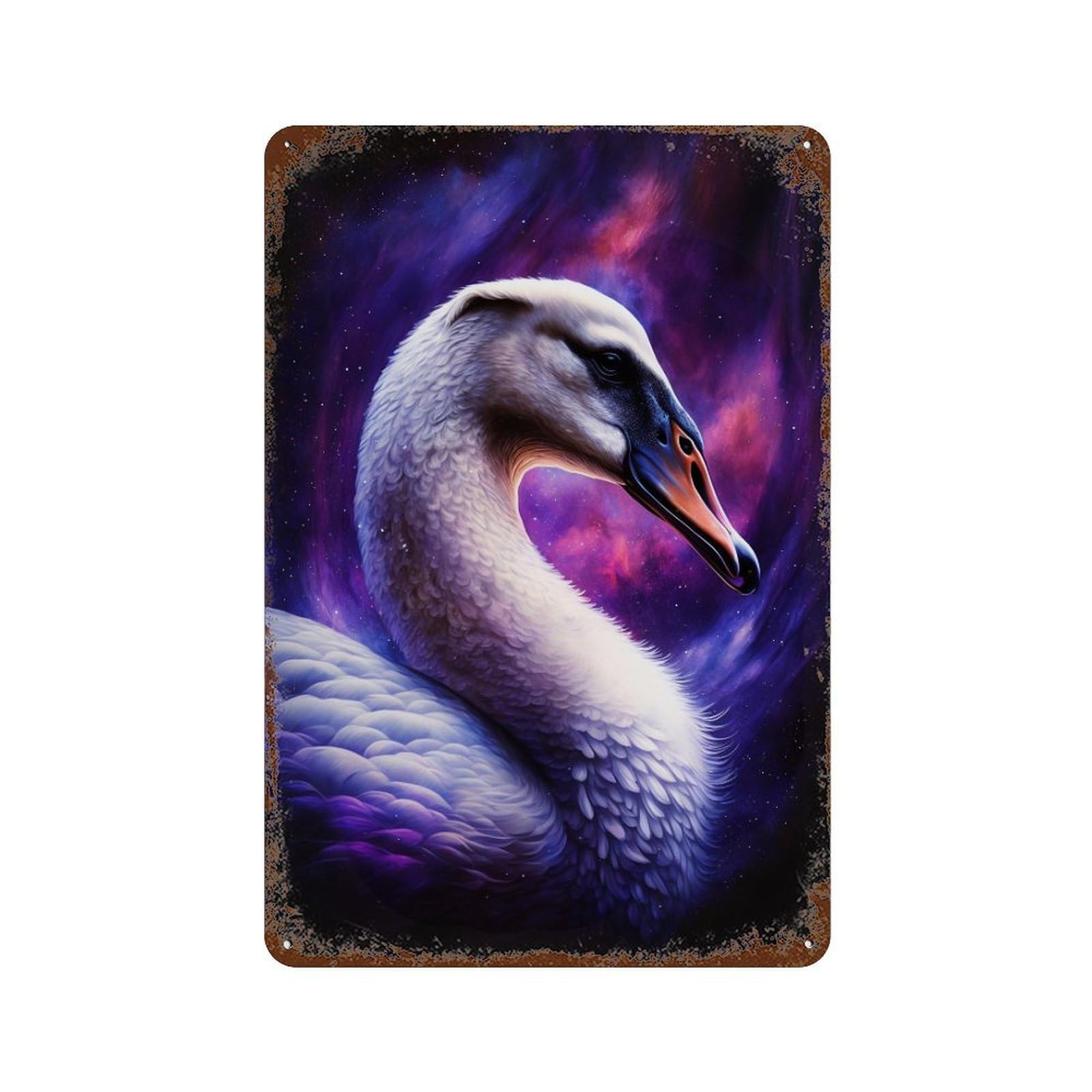 Cosmic Swan Art Print-13 Decorative Tin Sign 11.8"x7.9", Rustic Home Decor for Cafe, Home Bar And Lounge Decor