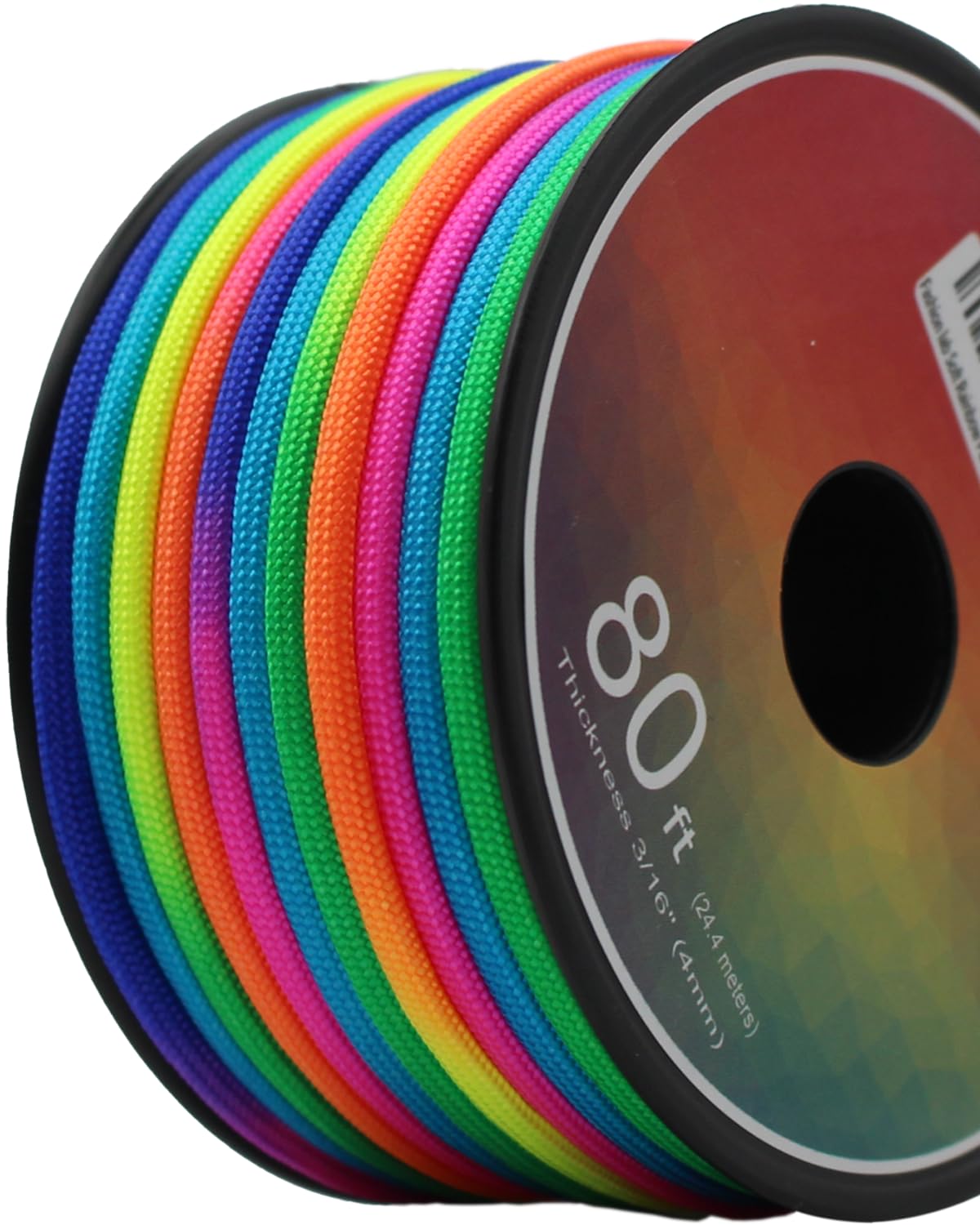 Fashion lab Soft Rainbow Cord 7 Strands 4 mm 3/16” Nylon Paracord Dip-Dye Nylon Cord 160ft 320ft Outdoor Cord Hiking Ropes Camping Dark Rainbow